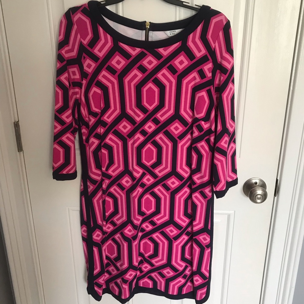 Crown & Ivy pink patterned dress